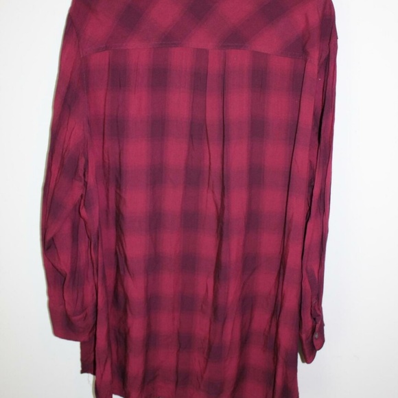 Ava & Viv Button Front Shirt Red Burgundy HW5586 - Picture 3 of 4